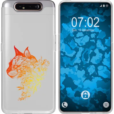 Produktbild von PhoneNatic Case kompatibel mit Samsung Galaxy A80 Silikon-Hülle Floral Katze M2-2