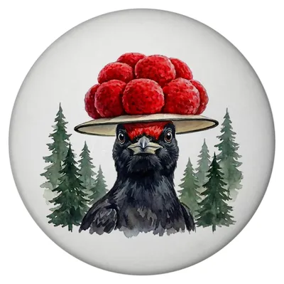 Produktbild von Schwarzspecht mit Bollenhut Magnet Schwarzwald Motiv