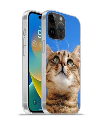 Produktbild von MuchoWow® Handyhülle Schutzhülle Hülle für Apple iPhone 14 Pro - Softcase Katze - Braun - Luft - Mädchen - Jungen - Kinder Silikon Softcase Handy Hülle - Umschlag