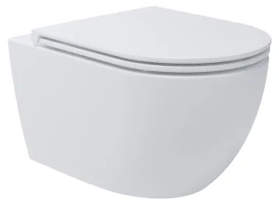 Produktbild von Whirlflush Hänge Wand WC Soho 3.0 Spülrandlos Tornado Spülung Weiß Glanz mit WC-Sitz Super Slim Toilette, Größe:Compact (480x360)