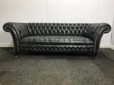 Obrázek produktu pro Chesterfield, vintage, pohovka z pravé kůže, originální model, sedací polštáře, 1011