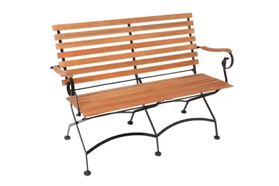 A product shot of a garden bench on a white background.