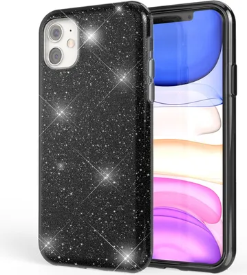Produktbild von NALIA Glitzer Handyhülle kompatibel mit iPhone 11, Diamant Glitzer Handyhülle Bling Cover Schwarz