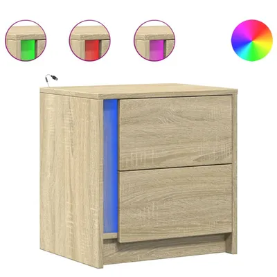 Produktbild von Nachttische mit LED-Leuchten 2 Stk. Sonoma Eiche Holzwerkstoff