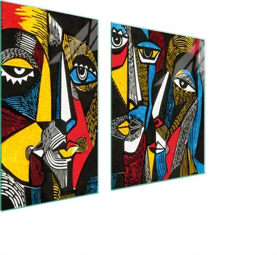 Produktbild von Herdabdeckplatten 2 teilig 100x52 Glaskeramikkochfeld Abdeckung Glas Schneidebrett Abstraktion Bunt