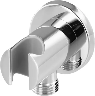 Produktbild von Wandanschlussbogen aus Messing, verchromt, G1/2", mit Handbrausehalter, universell für Dusche