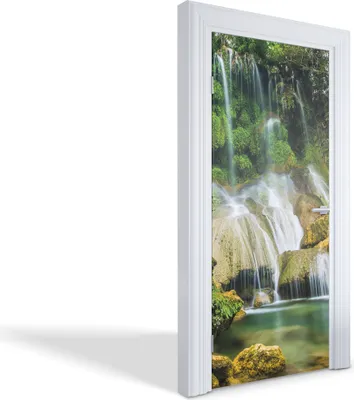 Produktbild von Türdeko Aufkleber Selbstklebende Wandsticker Personalisiert - Ein malerischer Wasserfall - 95 x 205 cm