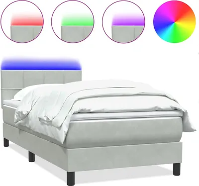 Immagine prodotto di Letto a Molle con Materasso e LED Grigio Chiaro 80x220 cm Velluto
