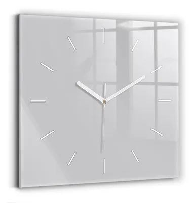 Obrázek produktu pro Wallfluent Hodiny - Skleněné Nástěnné Hodiny - Tichý Křemenný Pohyb - Nástěnná Dekorace Kuchyně Ložnice - Bílé Ručičky Hodin - 30x30 cm - Světle šedá