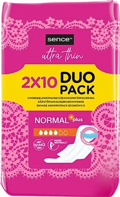 Zdjęcie produktu dla Sence - Normal - Podpaski higieniczne - Bez skrzydełek - 2 x 10 podpasek - 1 szt