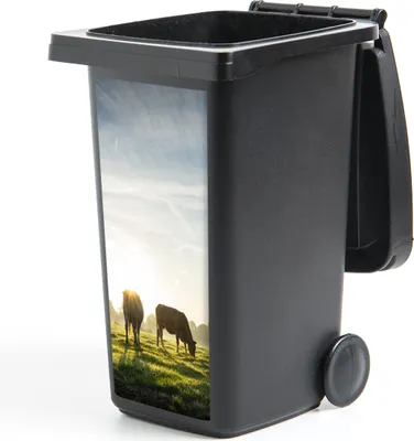 Produktbild von MuchoWow® Mülltonnenaufkleber Kühe - Sonne - Gras 44x98 cm - Containeraufkleber - Aufkleber - Mülltonnen-Aufkleber