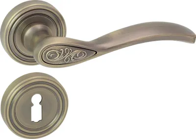Produktbild von DOMINO Türgriff Drückergarnitur BB-Buntbart Set | Rund BB Rosette | Türklinke für Zimmertür, Bürotür, Kellertür & Innentür | Türbeschläge aus Znal | Bronze Türdrückergarnitur | ELECTRA-R M3 MAT