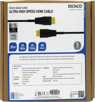 Immagine prodotto di Cavo HDMI ULTRA High Speed, 48Gbps, 20 m, nero, AOC