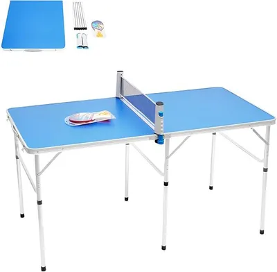 Imagen del producto de Mesa de ping-pong Silecomplaza, mesa de tenis de mesa para interiores, plegable, incluye red de tenis de mesa y 2 palas + 3 pelotas, montaje rápido, multifuncional, 152 x 76 x 76 cm