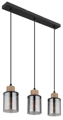 Produktbild von Pendelleuchte, Holz braun, Glas rauch, H 120 cm