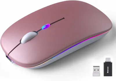 Image de Souris sans fil, souris USB sans fil 2,4 GHz, souris Bluetooth, suivi optique 1600 DPI, double mode LED rechargeable pour ordinateur portable, PC, iOS, Android