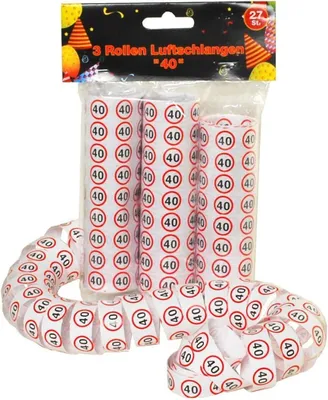Luftschlangen 3er-Pack Verkehrszeichen Nr. 40 1,5 cm x 1,20 m