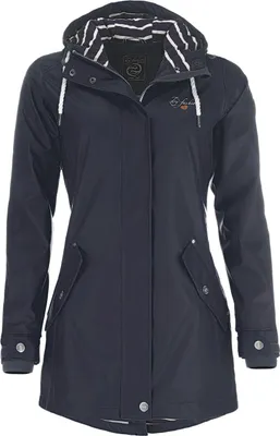 Produktbild von Dry Fashion Damen Regenmantel Kiel - Frauen Regenjacke Damen Jacke mit verstellbarer Kapuze Lang Winddicht Wasserdicht in Navy Größe 50