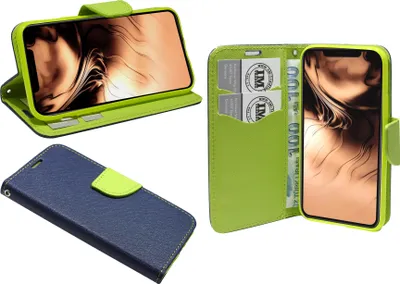Produktbild von cofi1453® Buch Tasche Fancy kompatibel mit iPhone 11 Handy Hülle Etui Brieftasche Schutzhülle mit Standfunktion, Kartenfach Blau-Grün