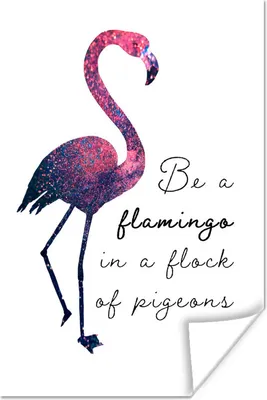 Produktbild von MuchoWow® Poster Flamingo - Glitzer - Rosa 80x120 cm - Papierdruck
