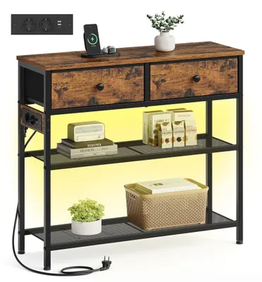 Obrázek produktu pro Konzolový stolek se 3 zásuvkami | Barva: vintage hnědá | Rozměry: 76,7 x 30 x 78,7 cm