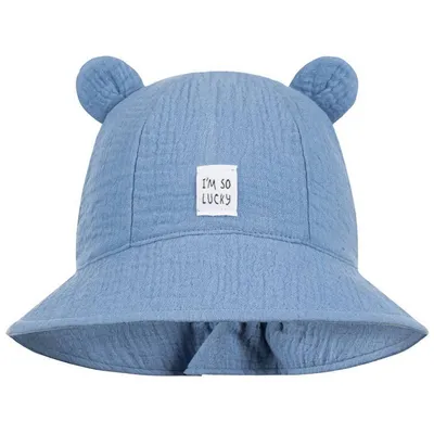 Produktbild von Sommerhut Sommermütze Kinderhut Fischerhut Junge Mädchen Babymütze Musselin, Blau, Gr. 50/52