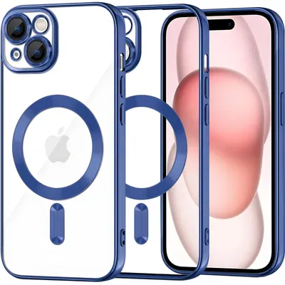 Productafbeelding van Luxe Crystal MagSafe hoesje voor de iPhone 16 - Blauw, modelnummer KP40717
