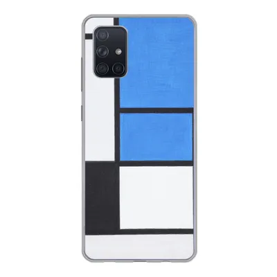 Produktbild von MuchoWow® Handyhülle Schutzhülle Hülle für Samsung Galaxy A51 Komposition mit Blau, Rot, Schwarz, Gelb und Grau - Piet Mondrian Silikon Softcase Handy Hülle - Schutzabdeckung