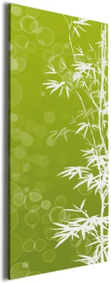 Produktbild von Wallario Premium Leinwandbild Bambusmuster grün-weiß in Größe 30 x 75 cm