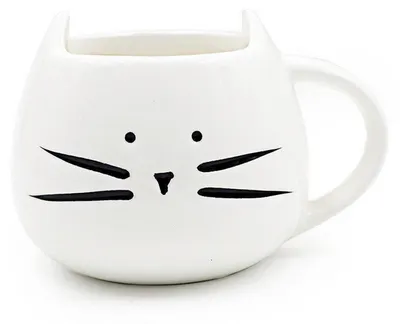 Produktbild von Kaffeetasse Keramik mit Kätzchen Motiv 200-300 ml Weiß