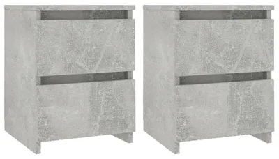 Image de Ensemble de deux tables de chevet - Tables d'appoint pour chambre - 30x30x40 cm - Matériau composite en bois - Design moderne - Gris béton
