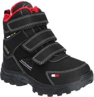 Produktbild von American Club Rl9022 Kinder Winterstiefel Softshell mit Klettverschluss | Gefüttert mit Fleece | Wasserdicht, Rutschfest & Warm | hochwertig Winterschuhe Schwarz/Rot 28