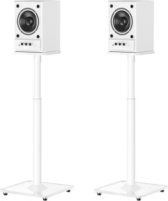 Zdjęcie produktu dla Stojaki do głośników hi-fi – idealne do głośników – 1 para – białe – z podstawą ze szkła