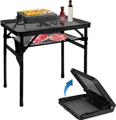 Produktbild von Famanu Campingtafel Inklappbar - Tragbare BBQ Tafel - Höhenverstellbar