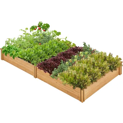 Produktbild von Yaheetech Hochbeet Kräuterbeet aus Holz, Pflanzkasten DIY, mit 2 Pflanzbereichen, Wetterfest, Gemüsebeet, Hellbraun