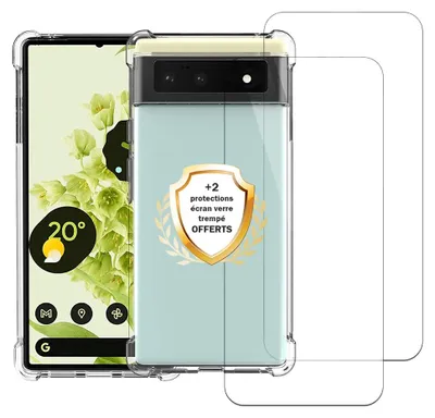 Image de Coque antichoc compatible Pixel 6 Transparente + 2 protections écran - EVETANE