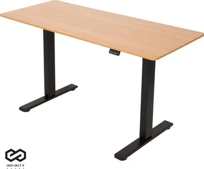 Produktbild von Infinity Goods Sitz-Steh-Schreibtisch – elektrisch höhenverstellbar – 120 x 60 cm – braun
