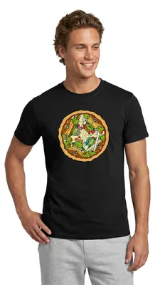 Produktbild von Spreadshirt Teenage Mutant Ninja Turtles Pizza Logo Männer T-Shirt, L, Schwarz
