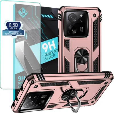 Produktbild von Armor Outdoor Handyhülle für Xiaomi 13T / 13T Pro Handy Panzer Case Schutzhülle mit 9H Displayglas Displayschutz Farbe: Rosegold