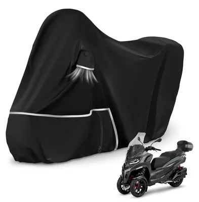 Image de Housse de moto d'extérieur, adaptée au Piaggio MP3 400/500 (avec top case), imperméable et résistante à l'hiver, en tissu Oxford 420D, noir.