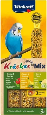 Immagine prodotto di Vitakraft Bird Snack Parakeet Cracker Mix Banana, Erbe, Kiwi, 1x 3pcs