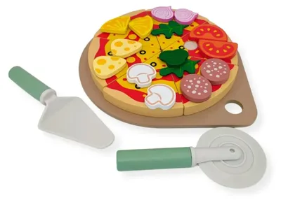 Productafbeelding van Houten pizzaspel met accessoires - Kabi, geschikt voor kinderen vanaf 3 jaar