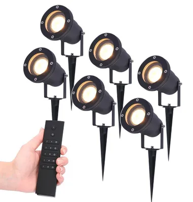Produktbild von hoftronic LED Gartenstrahler 4W 345lm 2700K Schwarz IP65 Set 6 Stück