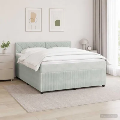 Immagine prodotto di Maison Exclusive - Letto boxspring con materasso Grigio chiaro 140 x 200 cm Velluto