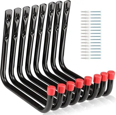 Image de Support mural pour 8 outils, outils de jardinage et vélos, 25 cm, pour le garage et le jardin