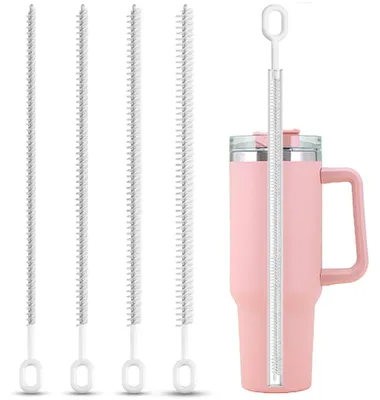 Image de Kit de brosses de nettoyage pour pailles, comprenant 4 pièces, de 6 à 12 mm de diamètre et de 25,4 cm de longueur, idéal pour les verres et les bouteilles