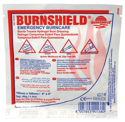 Produktbild von Burnshield Brandwundenverband, Kompresse, 10 x 10 cm (Brandwunde) , ungiftig