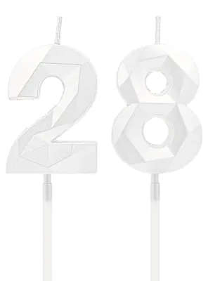Productafbeelding van Set van 2 verjaardagscandles met het cijfer 28 voor taartsdecoratie