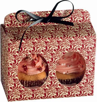 Produktbild von KAISER Muffinbox für 2 Muffins Muffinschachtel Pappschachtel Rot Neu Flora II