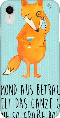 Produktbild von Mr. & Mrs. Panda Iphone XR Handyhülle Fuchs Lord - Türkis Pastell - Geschenk, Premium Kunststoff, Spruch Lustig, Schick, Handy Case, Neugierig, Mond, Monokel, Cocktail